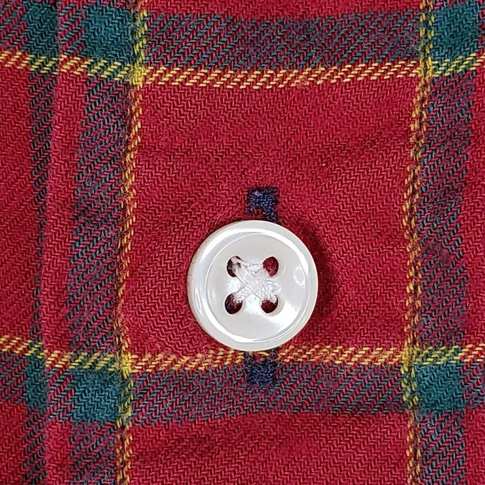 Polo Ralph Lauren Oxford Shirt Mens Medium M LS Button Down Red Plaid Blue